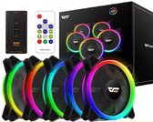 Dakta® RGB Ventilatoren PC | 5 stuks met Afstandsbediening | Behuizingsventilator | PC-Ventilator | 120 MM | Koelventilator