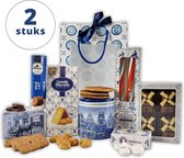 EBM - Dubbele geschenkset - 2 x Holland tas L - 2 tassen - Kerstpakket - Hollandse cadeautjes | Pakket met diverse Hollandse lekkernijen - Delfts Blauw