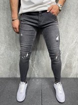 Grijs Skinny Jeans Mannen Gescheurde Jeans Mannelijke 2021 Nieuwe Casual Gat Straat Hip Hop Slanke Denim Broek Man Mode jogger Broek