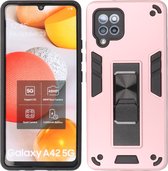 Samsung Galaxy A42 5G Hoesje - Tough Armor Hardcase – Telefoonhoesje Met Standfunctie – Bestcases Backcover - Roze