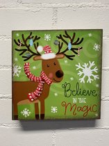 Kerst MDF Decoratiebord - Rendier - Christmas - MDF Decoration - 25x25x3 cm