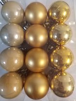 Kerstballen - onbreekbaar - 24 stuks - goudgeel - 4 cm