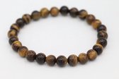 Bubbels Sieraden handgemaakt natuurstenen armband tiger eye 8 mm - Maat one size