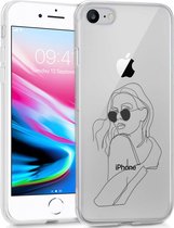iMoshion Design voor de iPhone SE (2022 / 2020) / 8 / 7 / 6s hoesje - Abstract Vrouw - Zwart