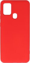 Hoogwaardige Siliconen back cover case - Geschikt voor Samsung Galaxy A21s - TPU hoesje Rood (2mm dik) stevig back cover