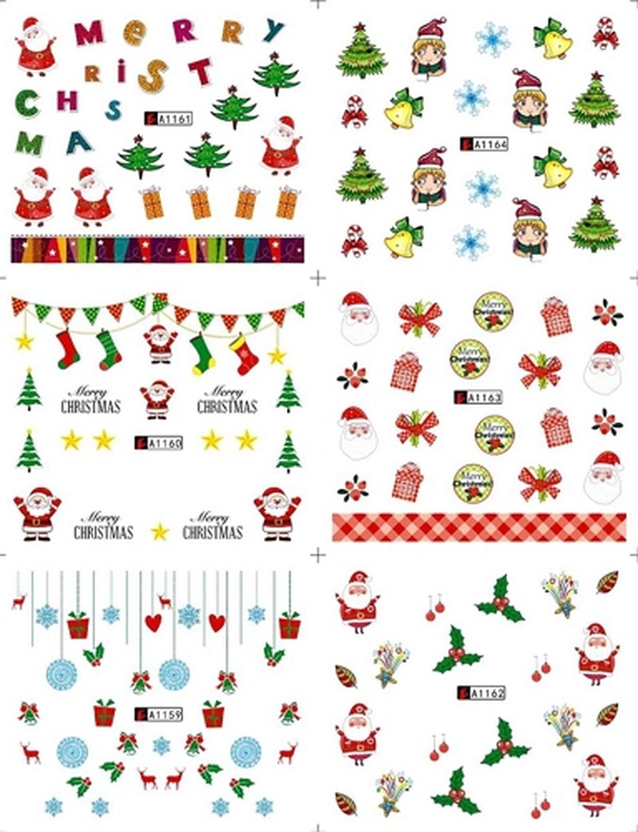 Goedkoopste Nagel Sticker Set Kerst 02 (12 vellen