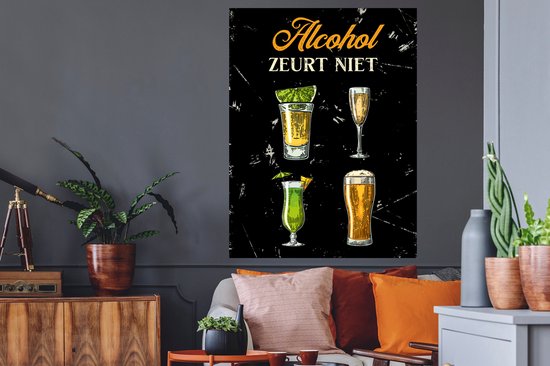 Muurstickers - Sticker Folie - Drank - Glazen - Spreuk - 90x120 cm - Plakfolie - Muurstickers Kinderkamer - Zelfklevend Behang - Zelfklevend behangpapier - Stickerfolie