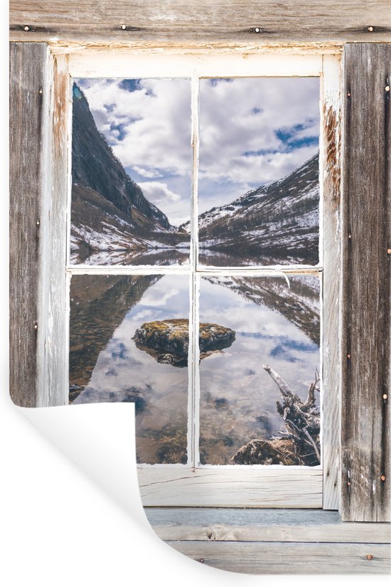 Natuur stickers Silhouet berg met meer