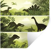 Muurstickers - Sticker Folie - Dinosaurus - Jungle - Illustratie - Kinderen - Jongens - Kindje - 120x120 cm - Plakfolie - Muurstickers Kinderkamer - Zelfklevend Behang XXL - Zelfklevend behangpapier - Stickerfolie