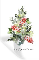 Stickers muraux - Sapin de Noël - Citation - Aquarelle - 20x30 cm - Feuille adhésive