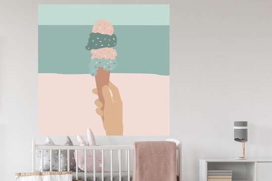 Stickers muraux - Été - Glace - Blauw - 120x120 cm - Feuille adhésive XXL