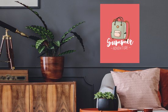Stickers muraux - Été - Valise - Grijs - 40x60 cm - Feuille adhésive