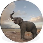 Cercle Mural - Aluminium - Éléphant - Colline - Nuage - ⌀ 30 cm