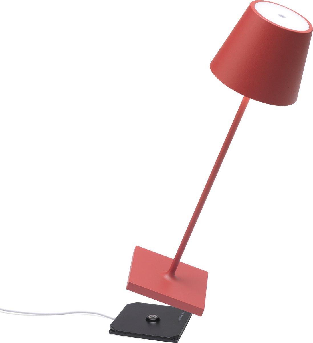 Zafferano - Poldina Pro HOOG - Rood - H38cm - Ledlamp - Terraslamp - Bureaulamp – Tafellamp – Snoerloos – Verplaatsbaar – Duurzaam - Voor binnen en buiten – LED - Dimbaar - 3000K – IP54 Spat Waterdicht - USB oplaadbaar