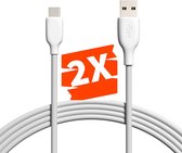 2-PACK Power TPE USB-C Kabel voor Samsung / Huawei - Data en Sychronisatie - Snellaadkabel Opladerkabel Snoer Oplaadsnoer - Type C Fast Charging - Oplaadkabel - 3 Meter
