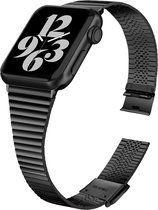 Fungus - Smartwatch bandje - Geschikt voor Apple Watch 42 / 44 / 45 / 49 mm - Series 1 2 3 4 5 6 7 8 9 SE Ultra iWatch - Metaal - Streep - Zwart
