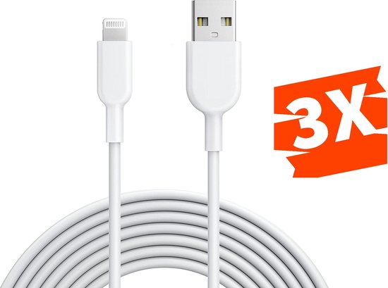 hooi ik heb dorst Complex 3-PACK iPhone oplader kabel - 3 Meter - Geschikt voor Apple iPhone... |  bol.com