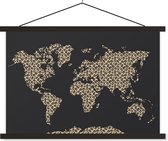 Wanddecoratie - Wereldkaart - Dierenprint - Luipaard - Schoolplaat - 120x80 cm - Textielposter - Textiel poster