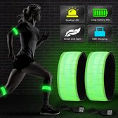 LED Veiligheids armbanden OPLAADBAAR 2 stuks groen licht | Nieuw model water afstotend en met reflecterende LED lampjes | Sport / Fiets | USB oplaadbaar | Wielrennen / Hardloop / verlichting 