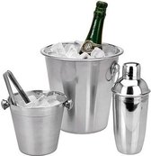 Champagne/ Wijnkoeler set - Flessenkoeler diameter ca. 22cm - Cocktailmixerset 4 stuks - Barset - Cocktailshaker - 4 Delig