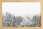 JUNIQE - Poster met houten lijst Winter In the Mountains -13x18 /Grijs