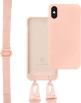 Coverzs Silicone case met dik koord geschikt voor Apple iPhone X/Xs - roze