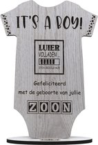 It's a boy - houten wenskaart - kaart van hout - geboorte zoon - jongen - baby - 17.5 x 25 cm