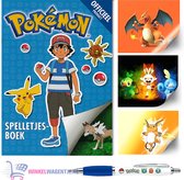 Pokemon Spelletjesboek (Blauw) + Pokémon Balpen + 3 Pokémon Stickers | Speelgoed voor jongens meisjes kinderen | Poke-mon GO Sword & Shield Spelletjes boek