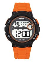 Tekday-Sportief-Digitaal heren horloge-Zwart/Oranje-Waterdicht-Silicone band-Fijn draagcomfort