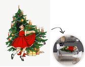 Kerst Tafelkleed - Kerstmis Decoratie - Tafellaken - 150x200 cm - Kerstboom - Rood - Kerstballen - Kerstmis Versiering