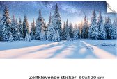 Kerstdorp achtergrond - 60x120 cm - sticker- Winterpanorama kerstdorp achtergrond met sterrenhemel - kerstdecoratie binnen -  winterlandschap - kerstinterieur - modeltreinen