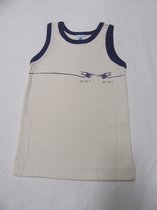 petit bateau , onderhemd , singlet , ecru met blauw , 4 jaar 102