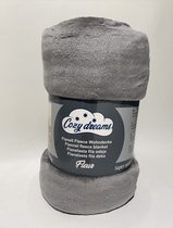 Flanel Fleece Plaid - Fleece Deken - maat L - 150x200cm - Superzacht - Kleur Grijs