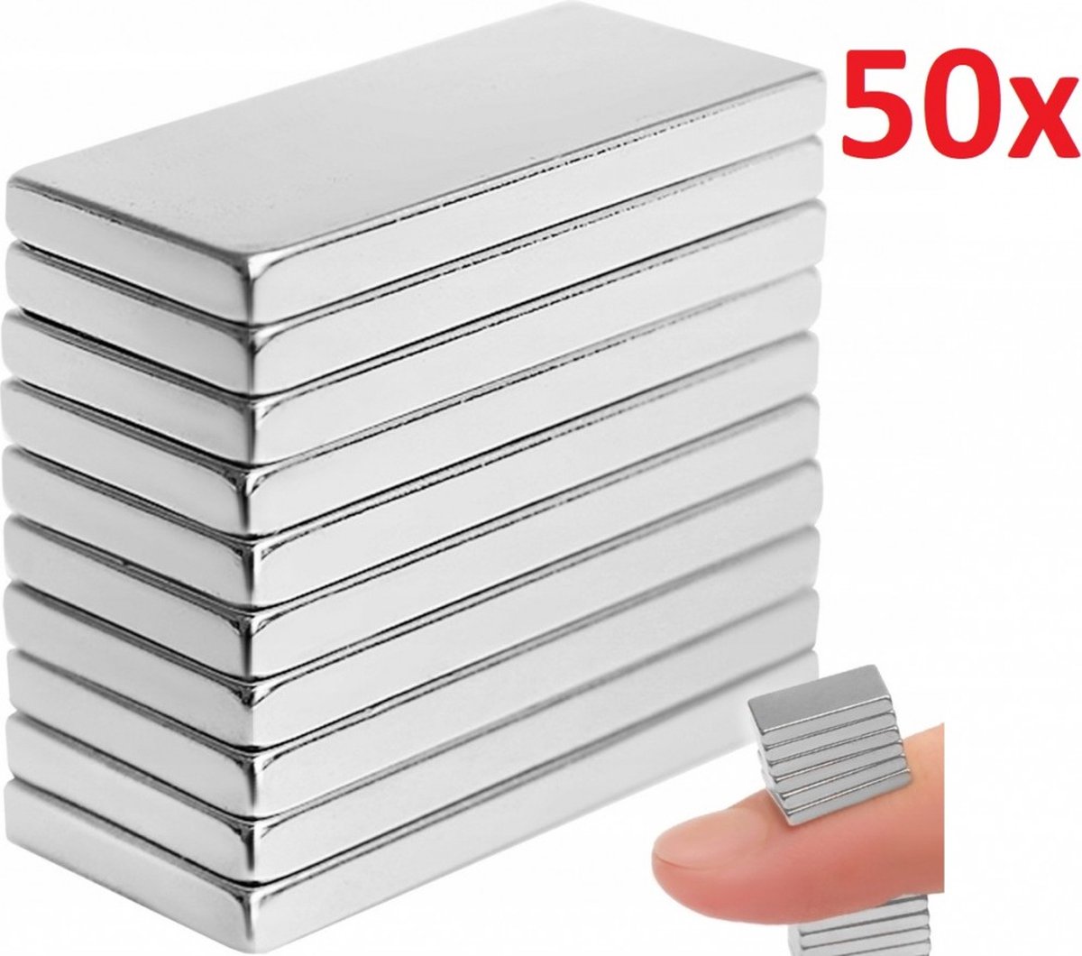Set Van 50 Supersterke Mini Neodymium Magneetjes - Super Sterke Kleine Magneten - Rechthoekig - Platte Magnets Voor Memobord/Whiteboard - 10x5 mm - Permanente Magnetische Kracht - Set Van 50 Stuks
