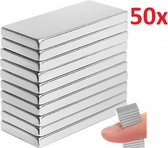 Set Van 50 Supersterke Mini Neodymium Magneetjes - Super Sterke Kleine Magneten - Rechthoekig - Platte Magnets Voor Memobord/Whiteboard - 10x5 mm - Permanente Magnetische Kracht -