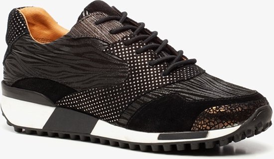 Zwarte sneakers met snakeskin - Heren | MANFIELD
