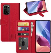 Xiaomi Mi 11i hoesje - MobyDefend Wallet Book Case (Sluiting Achterkant) - Rood - GSM Hoesje - Telefoonhoesje Geschikt Voor: Xiaomi Mi 11i