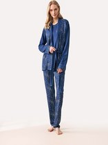 Feyza - 3 Delige Pyjama Set Voor Dames, Lange Mouwen, Donkerblauw - L