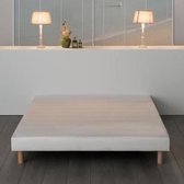 Lattenbodem 140 x 190 - Wit massief hout + licht gelakte houten poten - DECO DREAM Rakenne