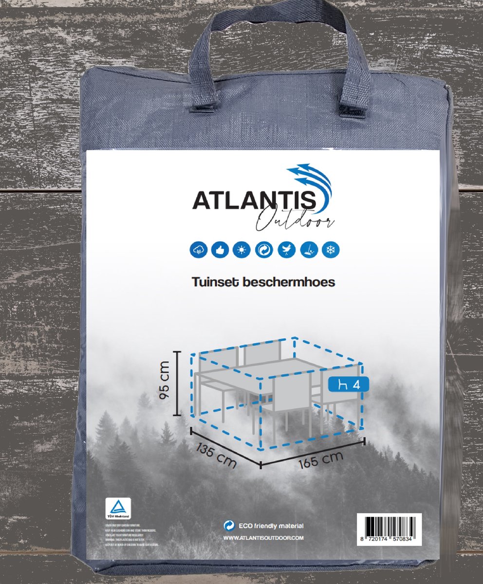 ATLANTIS Outdoor| Weersbestendige Beschermhoes Tuinset (M) | 185 x 150