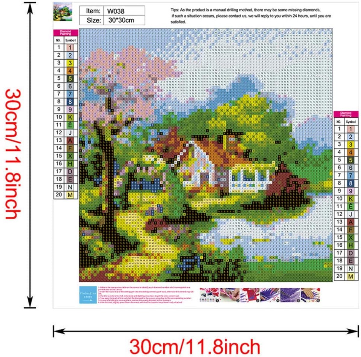 WEMEON Diamond Painting 3-delige set volwassenen, 5D Diamond Painting strand, landschappen, diamond painting voor mozaïek, knutselset volwassenen, 30 x 40 cm