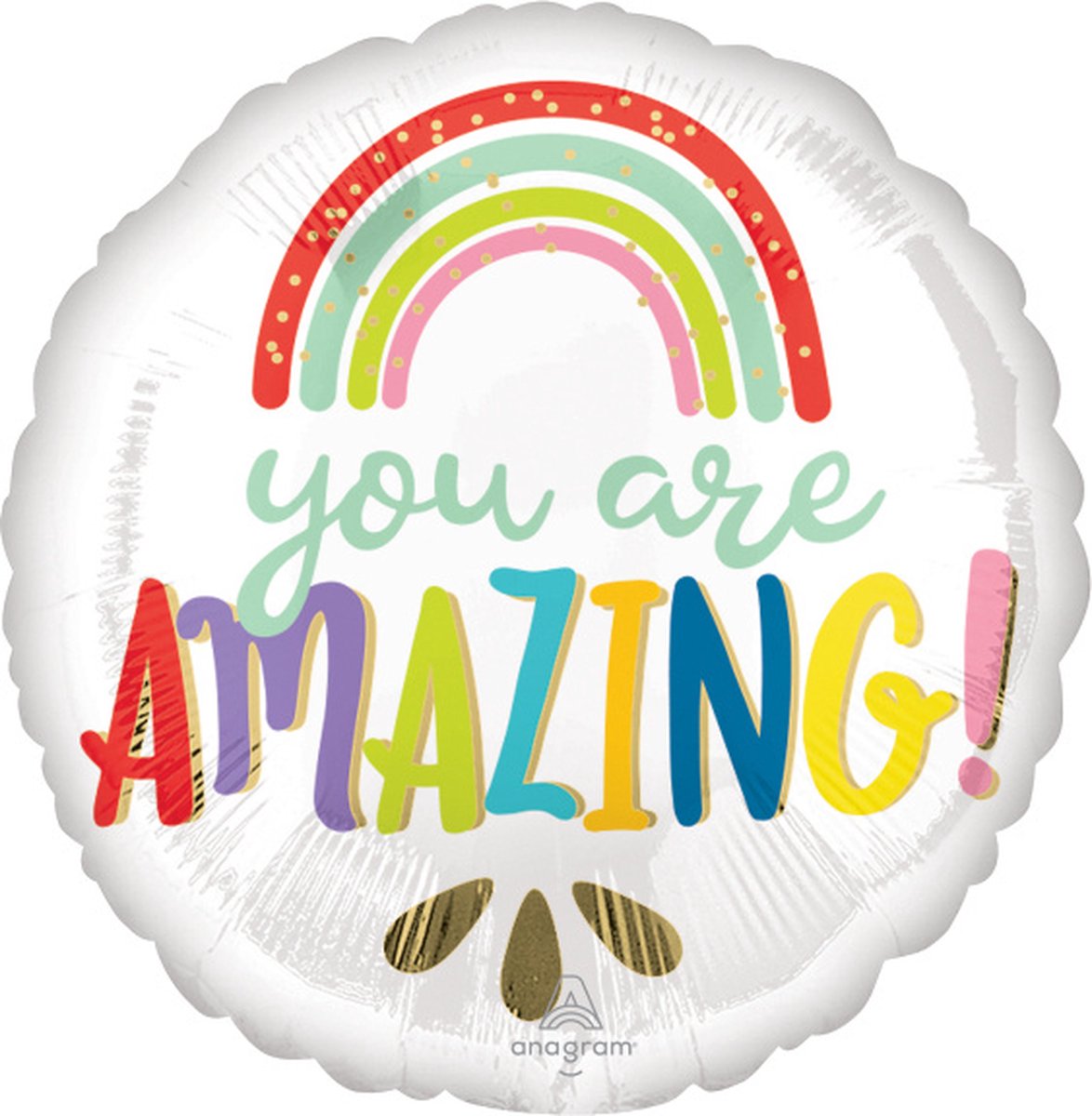 Anagram Folieballon Rainbow Junior 43 Cm Wit
