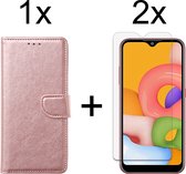 Samsung A03S Hoesje - Samsung Galaxy A03S hoesje bookcase rose goud wallet case portemonnee hoes cover hoesjes - 2x Samsung A03S screenprotector