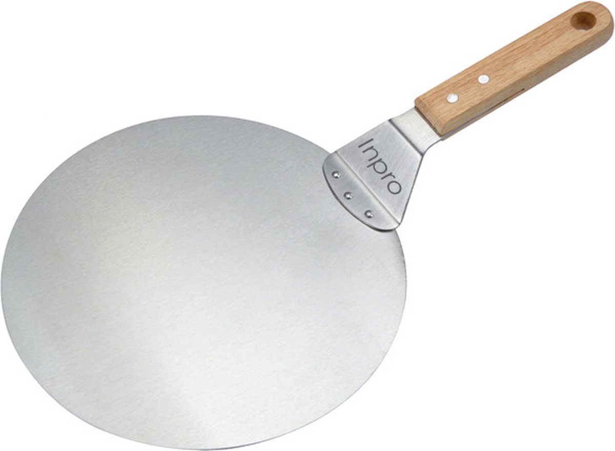 COM-FOUR® pizzaschil van roestvrij staal 430 - pizza- en cakelift met houten handvat - pizzaschil voor pizza, tarte flambée, broodjes en brood - inklapbaar handvat (zilverkleurig/zwart - hoekig