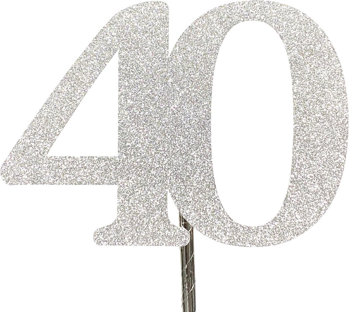 Taartdecoratie |Taarttopper| Taartversiering| Verjaardag| Cijfers| 40| Zilver glitter| 14 cm| karton