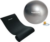 Tunturi - Fitness Set - Fitnessmat 160 x 60 x 0,7 cm - Gymball Zilver 90 cm