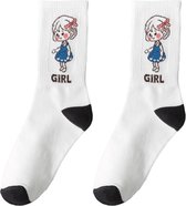 Sokken dames wit - print girl - 35-40