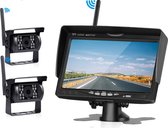 Draadloze Achteruitrijcamera Vrachtwagen 2x | Nachtzicht 15m | 7 Inch HD Scherm | Tractor | Caravan |