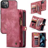 Caseme Geschikt voor Apple iPhone 13 Mini Vintage Portemonnee Hoesje - Rood
