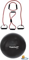 Tunturi - Fitness Set - Tubing Set Rood - Gymball Zwart 55 cm